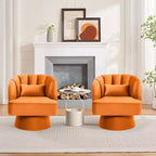 Sillón Moderno Giratorio 360°, Sillón Acentual de Terciopelo con Respaldo a Rayas, Cojín de Peluche para Sala de Estar