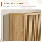 Zapatero de Madera de 117 cm con Puerta Estriada - Almacenamiento Ajustable con Capacidad para 30-35 Pares para Entrada y Sala de Estar