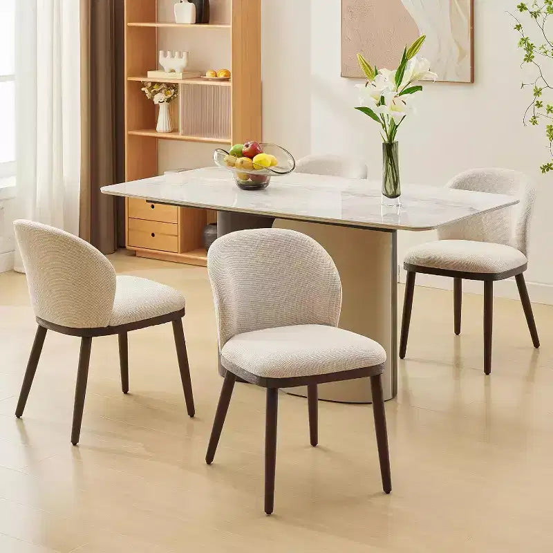 Juego de 2 sillas de comedor tapizadas modernas, respaldo ergonómico, patas de madera resistentes, capacidad de 265 lb, asientos cómodos para cocina o restaurante, lino