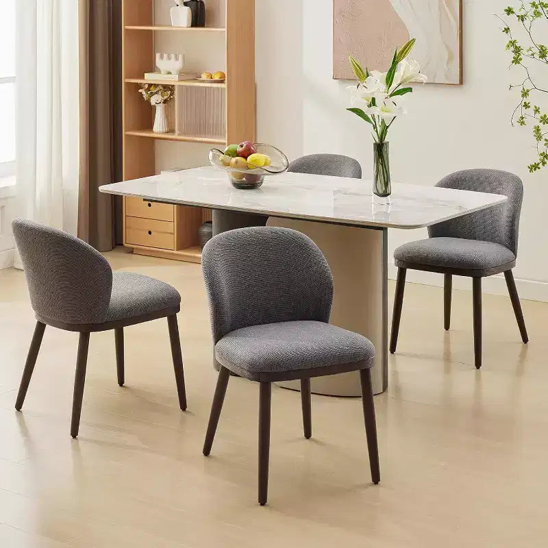 Juego de 2 sillas de comedor tapizadas modernas, respaldo ergonómico, patas de madera resistentes, capacidad de 265 lb, asientos cómodos para cocina o restaurante, lino