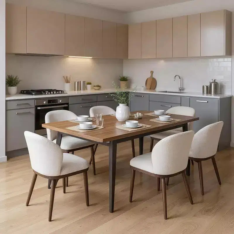 Juego de 2 sillas de comedor tapizadas modernas, respaldo ergonómico, patas de madera resistentes, capacidad de 265 lb, asientos cómodos para cocina o restaurante, lino