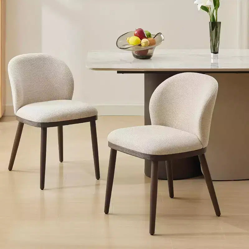 Juego de 2 sillas de comedor tapizadas modernas, respaldo ergonómico, patas de madera resistentes, capacidad de 265 lb, asientos cómodos para cocina o restaurante, lino