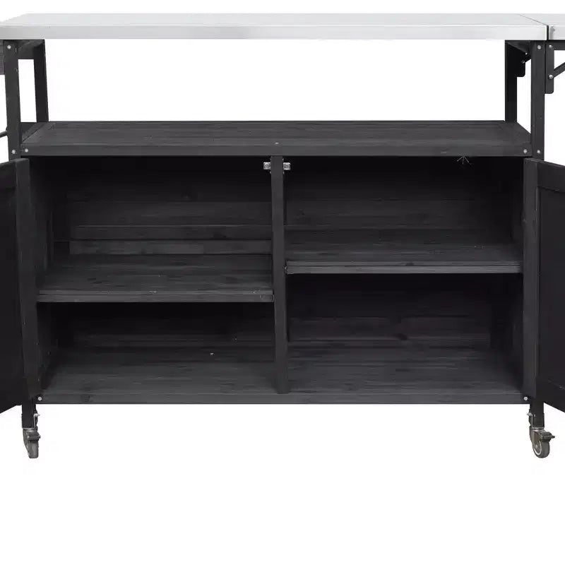 Isla de cocina exterior plegable GDFStudio Mavis con ruedas bloqueables