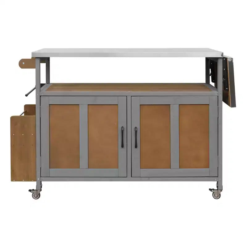 Isla de cocina exterior plegable GDFStudio Mavis con ruedas bloqueables