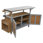 Isla de cocina exterior plegable GDFStudio Mavis con ruedas bloqueables