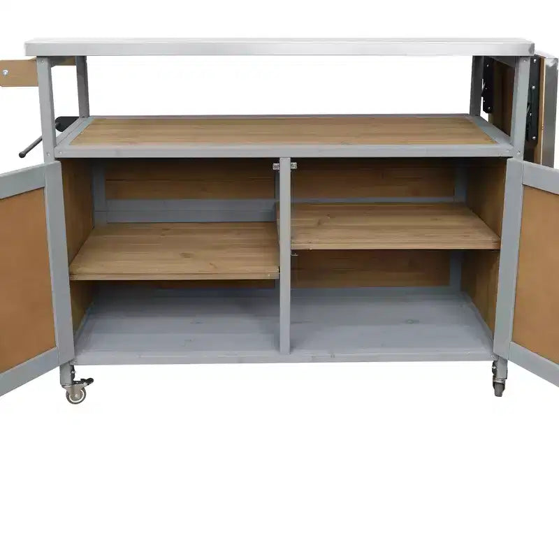 Isla de cocina exterior plegable GDFStudio Mavis con ruedas bloqueables