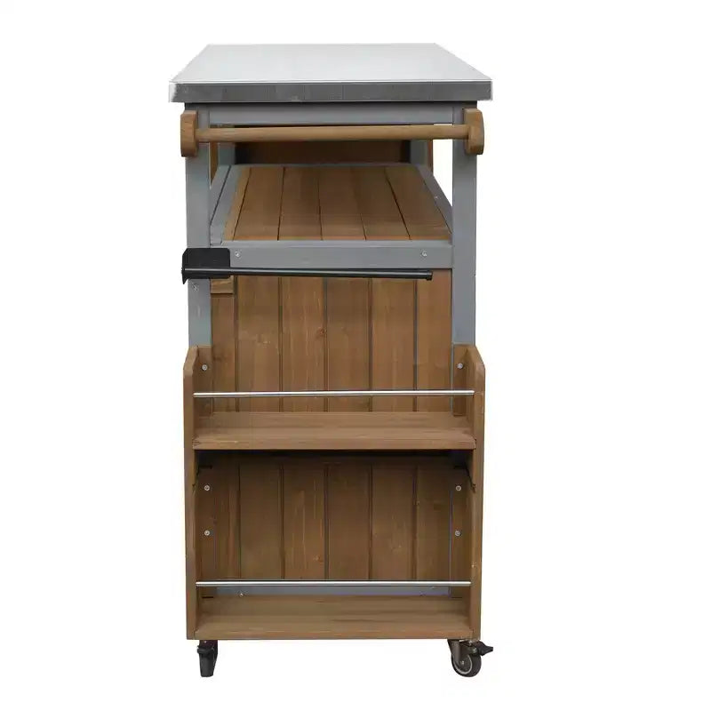 Isla de cocina exterior plegable GDFStudio Mavis con ruedas bloqueables