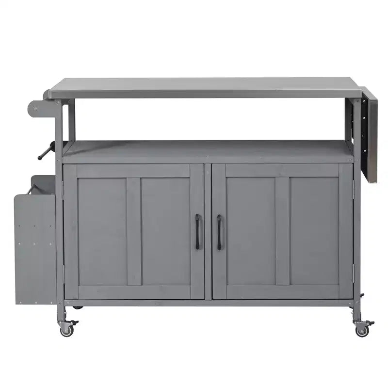 Isla de cocina exterior plegable GDFStudio Mavis con ruedas bloqueables