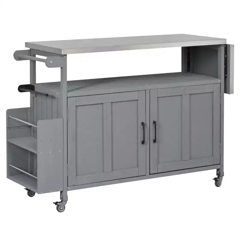 Isla de cocina exterior plegable GDFStudio Mavis con ruedas bloqueables