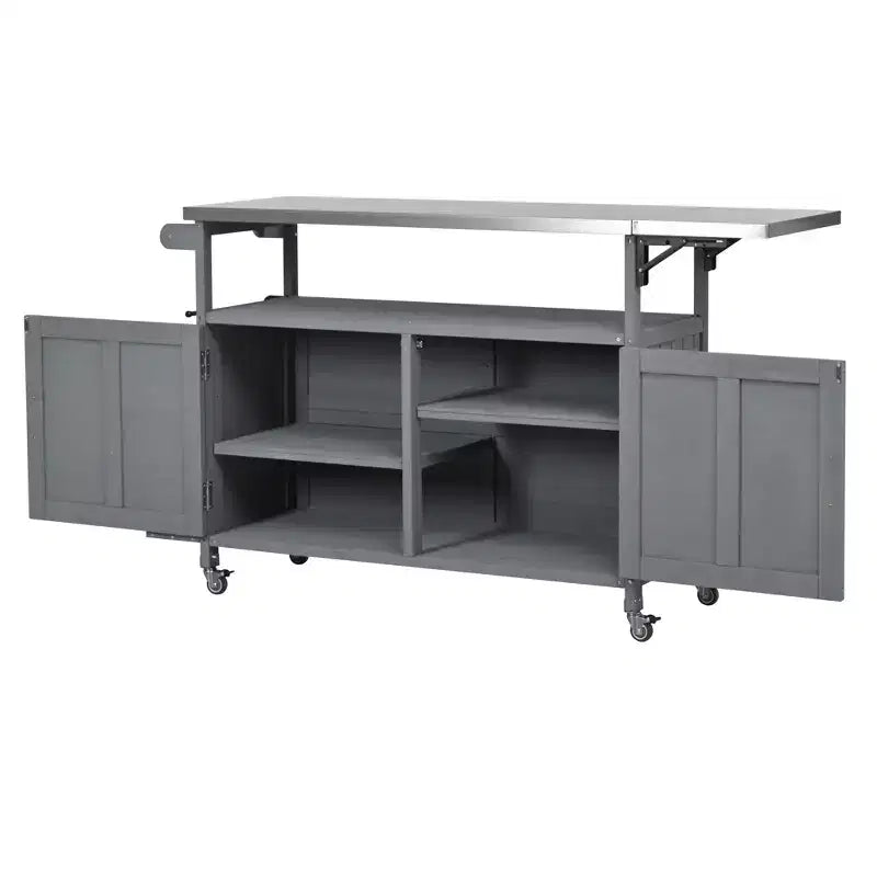 Isla de cocina exterior plegable GDFStudio Mavis con ruedas bloqueables