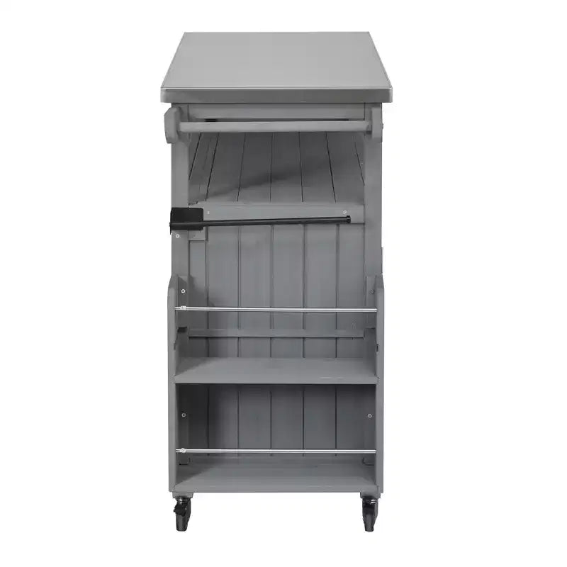 Isla de cocina exterior plegable GDFStudio Mavis con ruedas bloqueables