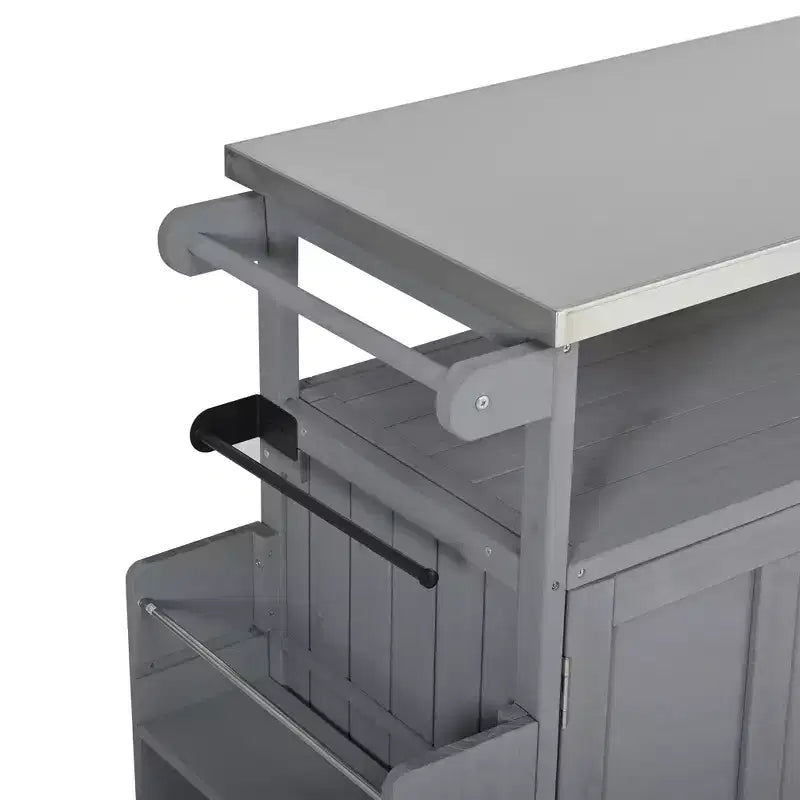 Isla de cocina exterior plegable GDFStudio Mavis con ruedas bloqueables