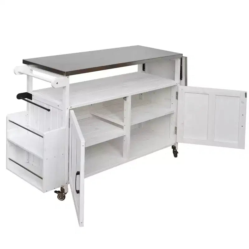 Isla de cocina exterior plegable GDFStudio Mavis con ruedas bloqueables
