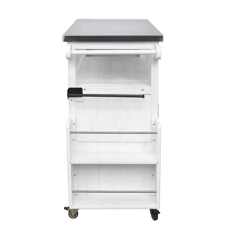 Isla de cocina exterior plegable GDFStudio Mavis con ruedas bloqueables