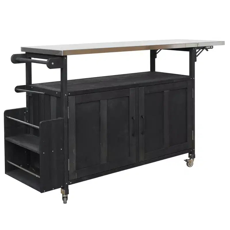 Isla de cocina exterior plegable GDFStudio Mavis con ruedas bloqueables