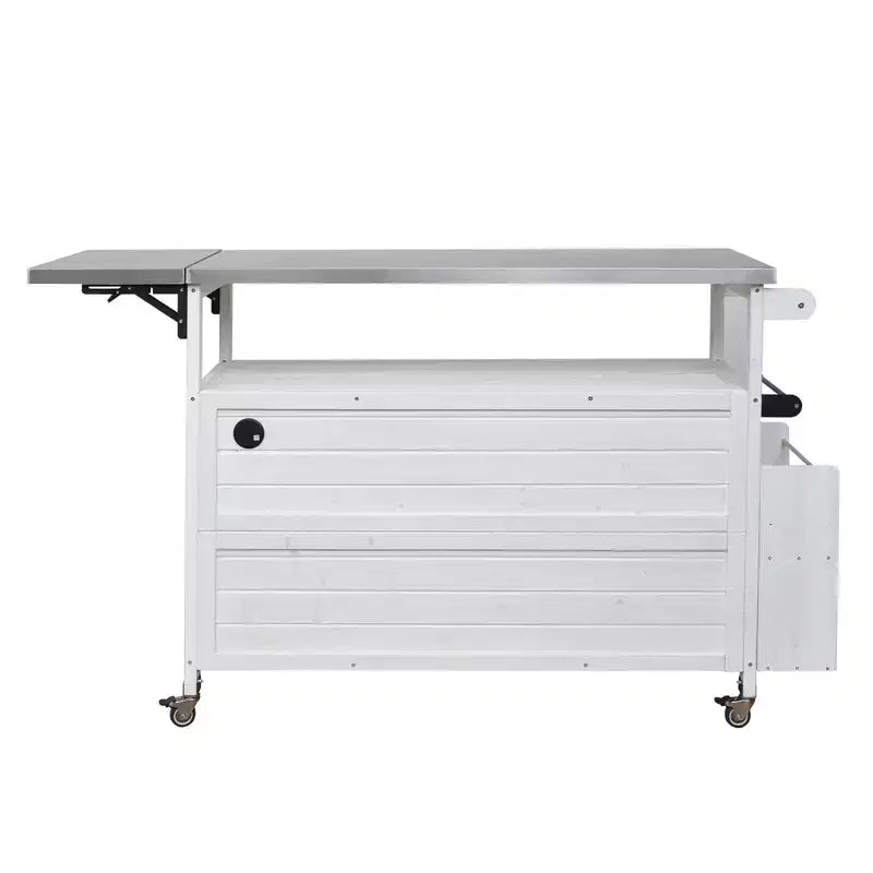 Isla de cocina exterior plegable GDFStudio Mavis con ruedas bloqueables