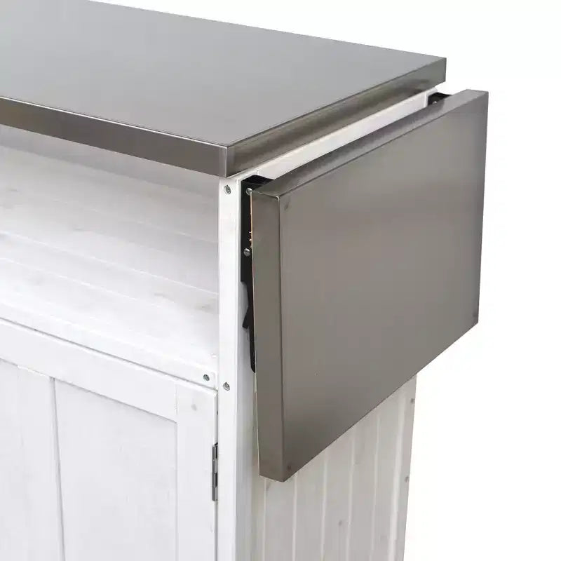 Isla de cocina exterior plegable GDFStudio Mavis con ruedas bloqueables