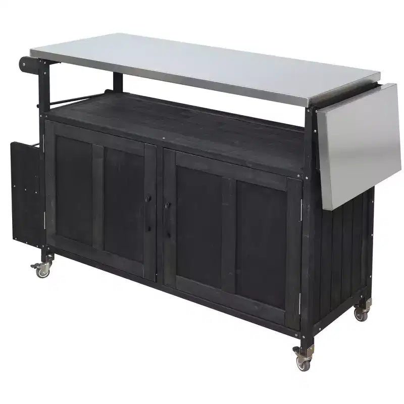 Isla de cocina exterior plegable GDFStudio Mavis con ruedas bloqueables
