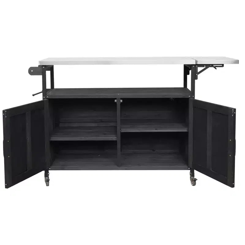 Isla de cocina exterior plegable GDFStudio Mavis con ruedas bloqueables