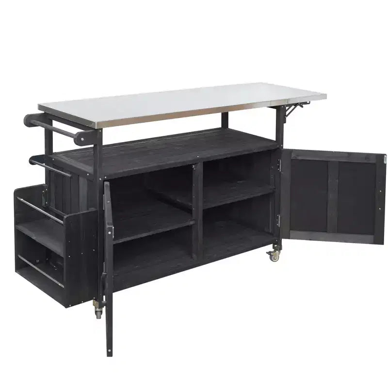 Isla de cocina exterior plegable GDFStudio Mavis con ruedas bloqueables