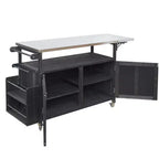 Isla de cocina exterior plegable GDFStudio Mavis con ruedas bloqueables