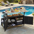 Isla de cocina exterior plegable GDFStudio Mavis con ruedas bloqueables