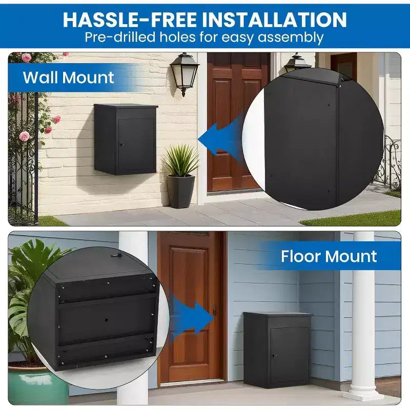 Buzón Exterior Extragrande con Cerradura para Paquetes, Acero Galvanizado, Impermeable y Antirrobo para Porche, Patio, Jardín o Acera