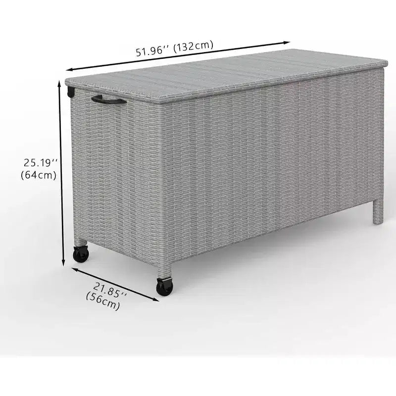 Arcón de Mimbre para Exteriores de 125 Galones, Almacenamiento para Patio Impermeable para Todo Clima con Acabado de Ratán PE y Marco de Acero, para Cojines, Herramientas de Jardinería