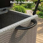 Arcón de Mimbre para Exteriores de 125 Galones, Almacenamiento para Patio Impermeable para Todo Clima con Acabado de Ratán PE y Marco de Acero, para Cojines, Herramientas de Jardinería