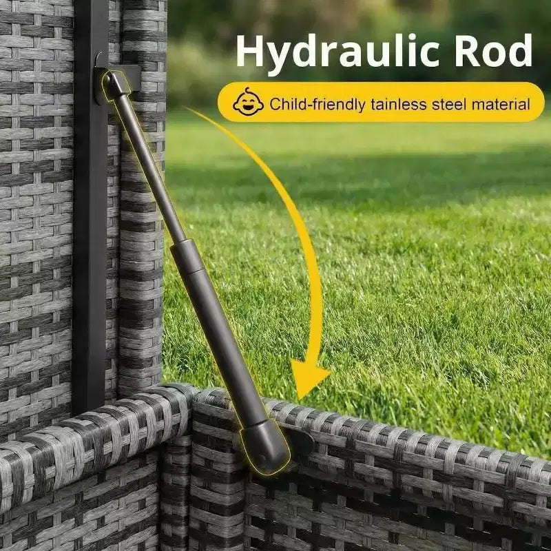 Arcón de Mimbre para Exteriores de 125 Galones, Almacenamiento para Patio Impermeable para Todo Clima con Acabado de Ratán PE y Marco de Acero, para Cojines, Herramientas de Jardinería
