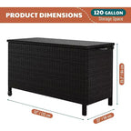 Arcón de Mimbre para Exteriores de 125 Galones, Almacenamiento para Patio Impermeable para Todo Clima con Acabado de Ratán PE y Marco de Acero, para Cojines, Herramientas de Jardinería