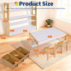 Mesa de Arte y 2 Sillas Acekool para Niños, Escritorio de Actividades Convertible de 47" a Estantes de Almacenamiento para Escuela y Hogar