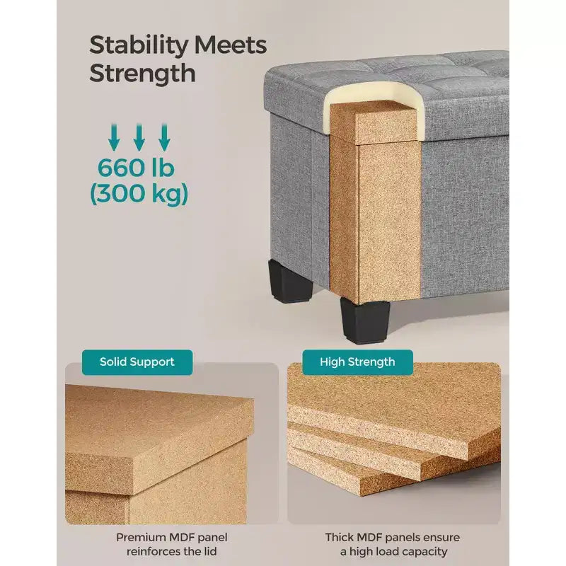 SONGMICS Otomana de Almacenamiento, Reposapiés Pequeño con Patas, 32 x 40 x 33,5 cm, Otomana con Almacenamiento, Carga de hasta 300 kg