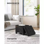SONGMICS Otomana de Almacenamiento, Reposapiés Pequeño con Patas, 32 x 40 x 33,5 cm, Otomana con Almacenamiento, Carga de hasta 300 kg