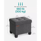 SONGMICS Otomana de Almacenamiento, Reposapiés Pequeño con Patas, 32 x 40 x 33,5 cm, Otomana con Almacenamiento, Carga de hasta 300 kg