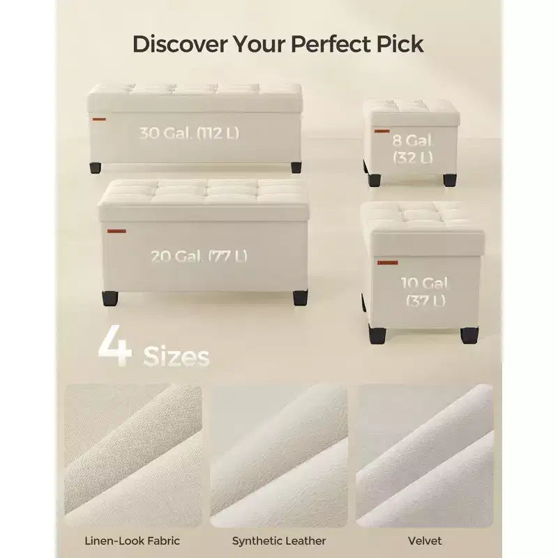 SONGMICS Otomana de Almacenamiento, Reposapiés Pequeño con Patas, 32 x 40 x 33,5 cm, Otomana con Almacenamiento, Carga de hasta 300 kg