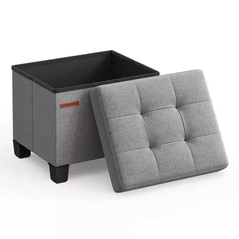 SONGMICS Otomana de Almacenamiento, Reposapiés Pequeño con Patas, 32 x 40 x 33,5 cm, Otomana con Almacenamiento, Carga de hasta 300 kg