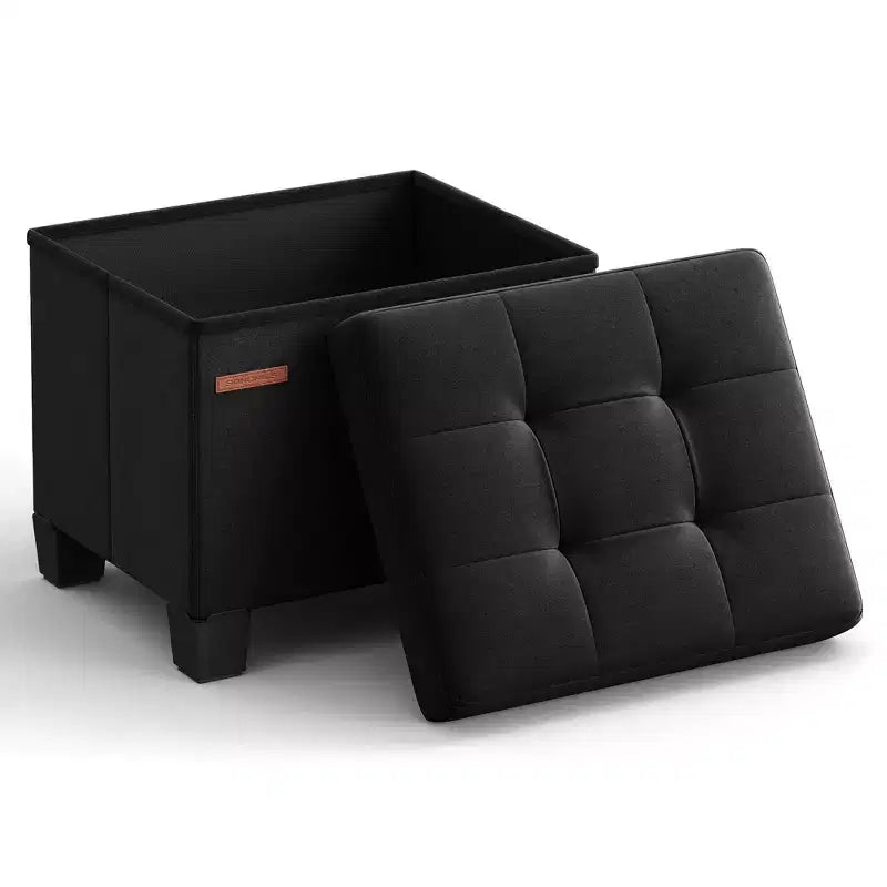 SONGMICS Otomana de Almacenamiento, Reposapiés Pequeño con Patas, 32 x 40 x 33,5 cm, Otomana con Almacenamiento, Carga de hasta 300 kg