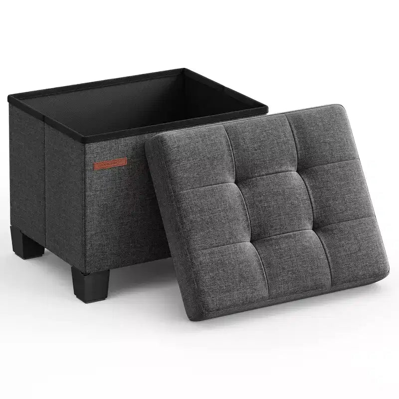SONGMICS Otomana de Almacenamiento, Reposapiés Pequeño con Patas, 32 x 40 x 33,5 cm, Otomana con Almacenamiento, Carga de hasta 300 kg