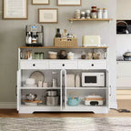 COZONY 51" Mueble Aparador Rústico con Almacenamiento, Buffet de Cocina Barra de Café con 4 Puertas Correderas y 3 Cajones para Comedor