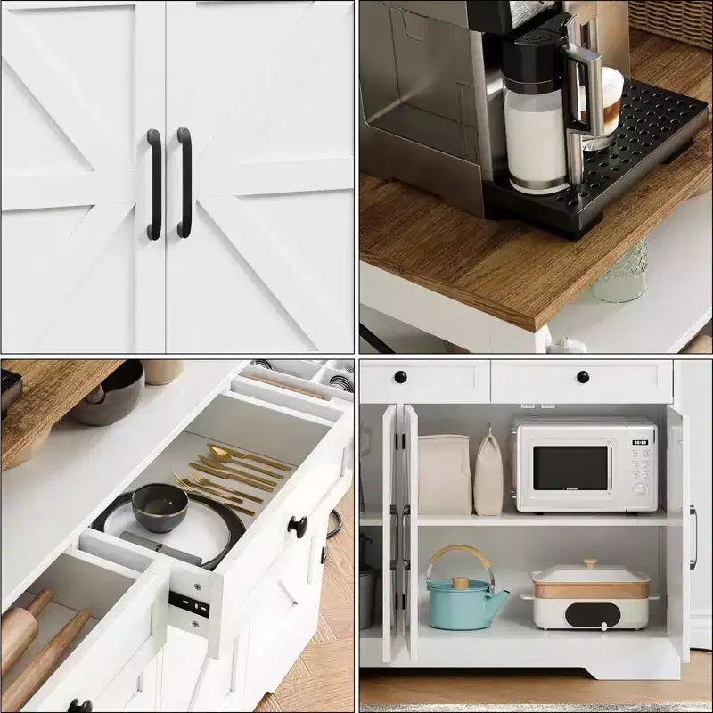 COZONY 51" Mueble Aparador Rústico con Almacenamiento, Buffet de Cocina Barra de Café con 4 Puertas Correderas y 3 Cajones para Comedor