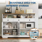 COZONY 51" Mueble Aparador Rústico con Almacenamiento, Buffet de Cocina Barra de Café con 4 Puertas Correderas y 3 Cajones para Comedor