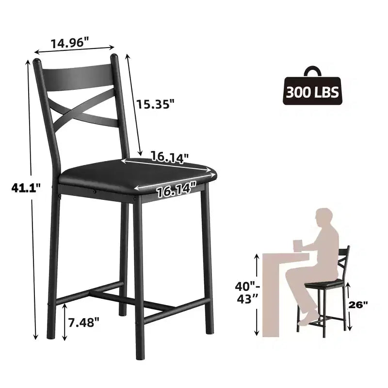 Juego de 2 Taburetes de Barra de Altura de Mostrador, Asientos Tapizados de Cuero PU con Estructura Metálica en X, Elegantes Sillas para Isla de Cocina y Comedor