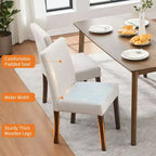 Juego de 4 sillas de comedor tapizadas, sillas Parsons con botones y patas de madera, sillas auxiliares de tela para comedor, cocina, casa de campo, hotel, beige