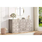 Cómoda de 12 cajones para dormitorio, mueble de almacenamiento grande, soporte de TV, cómoda de madera, para sala de estar, pasillo