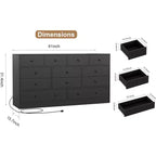 Cómoda de 12 cajones para dormitorio, mueble de almacenamiento grande, soporte de TV, cómoda de madera, para sala de estar, pasillo
