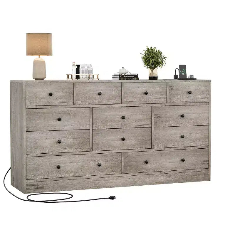 12 Drawer Dresser for Bedroom, Large Storage Cabinet TV Stand, Wood Dresser, for Living Room, Hallway