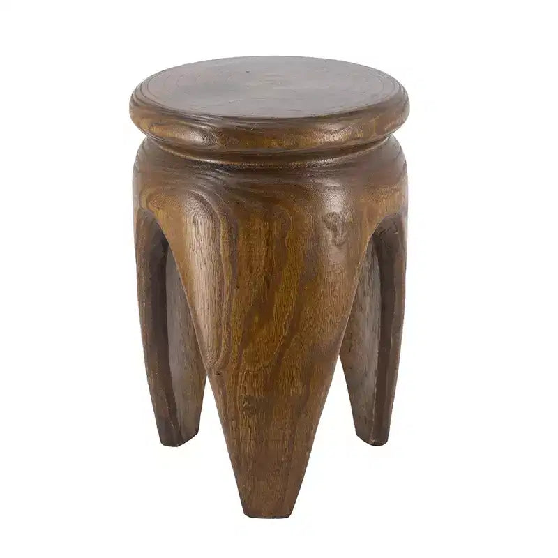 Mesa auxiliar redonda GDFStudio Arashi de madera de paulownia tallada