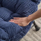 Sillón reclinable ergonómico con otomana para sala de estar y espacios pequeños - Estructura de acero y bolsillo lateral sofá reclinable