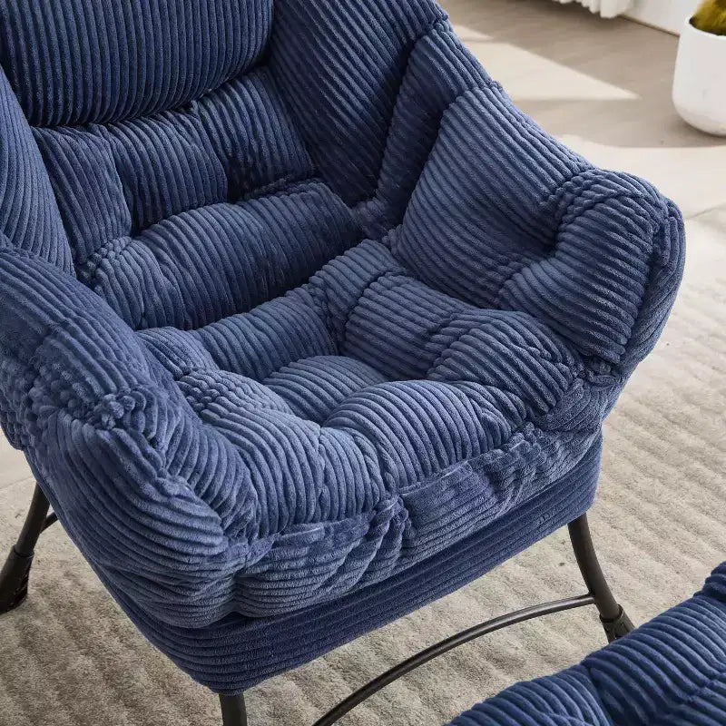 Sillón reclinable ergonómico con otomana para sala de estar y espacios pequeños - Estructura de acero y bolsillo lateral sofá reclinable